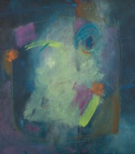 20th Century Oil - Blue Abstract Figure