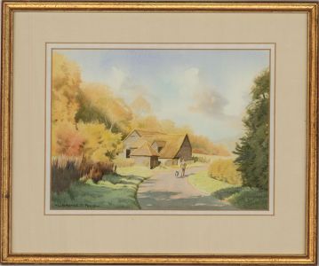 Laurence T. Peace - Contemporary Watercolour, A Man and His Dog