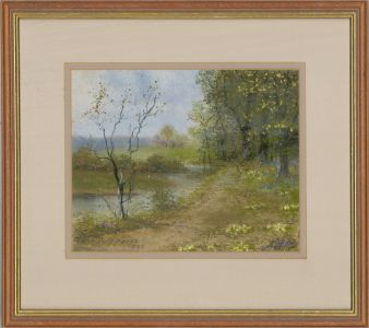 F. Stafford Dupree - Signed 1999 Pastel, Pathside Primroses