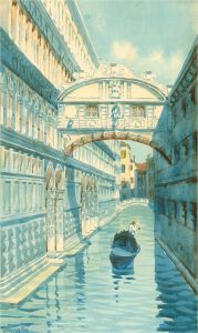 20th Century Watercolour - Bridge of Sighs, Venice