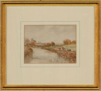 Henry S.W. Eyre (1872-1937) - Early 20th Century Watercolour, Cows by the River