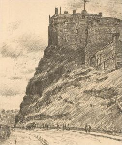 J.W. King - Early 20th Century Graphite Drawing, The Castle, Edinburgh
