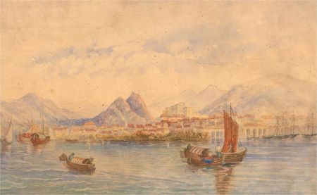 Strode - 1879 Watercolour, Italian Harbour
