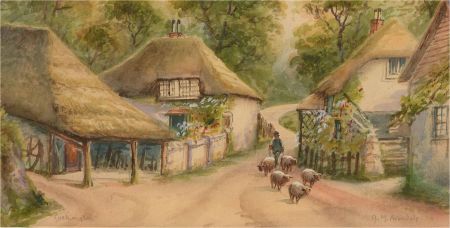 G. M. Avondale - Early 20th Century Watercolour, Village Street