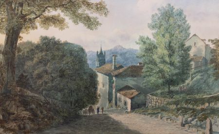 Mid 19th Century Watercolour - Path into the Village
