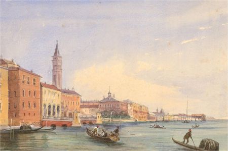 Late 19th Century Watercolour - Venetian Gondolas