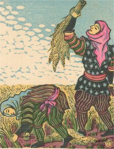 Tokushi Katsuhira (1904-1971) - Japanese Woodblock, September, Harvest