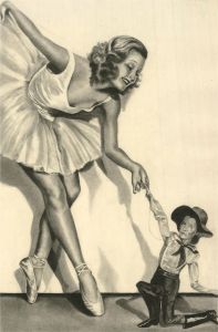 Kathleen Rumsey - Early 20th Century Charcoal Drawing, The Dancer And The Puppet