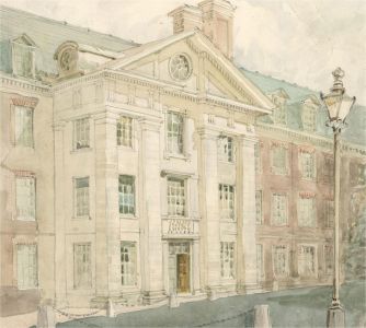 Early 20th Century Watercolour - Grand Building Facade