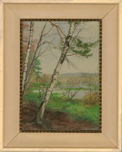 Jos. Mayer Grater - 1923 Watercolour, Leaning Silver Birches