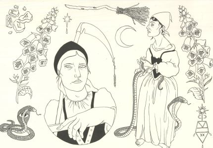 Isabelle Mulvany - 2020 Pen and Ink Drawing, The Adder Witch