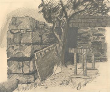 Simon Cesarani - Mid 20th Century Charcoal Drawing, Charcoal Landscape