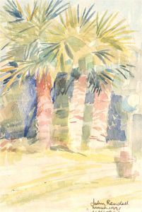 John Rendell (1920-2004) - 1991 Watercolour, Palm Trees in Mallorca