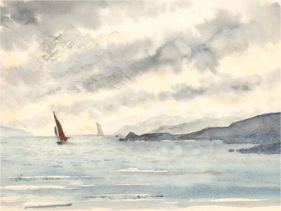 Mid 20th Century Watercolour - The Lonely Sailboat