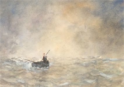 Mid 20th Century Watercolour - The Lonely Boat