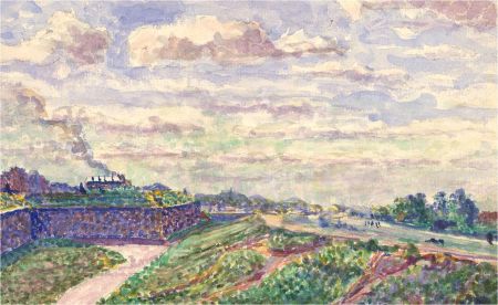 Mid 20th Century Watercolour - Over the Fields
