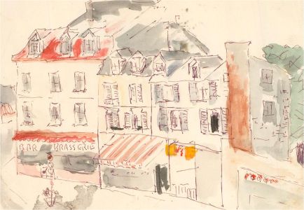Mid 20th Century Acrylic - Aerial View of Street