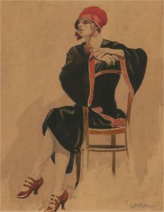 L.M.B Hall - Mid 20th Century Watercolour, The Mysterious Lady on the Chair