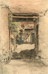 William Monk RE (1863-1937) - Signed Etching, The Carriers Yard