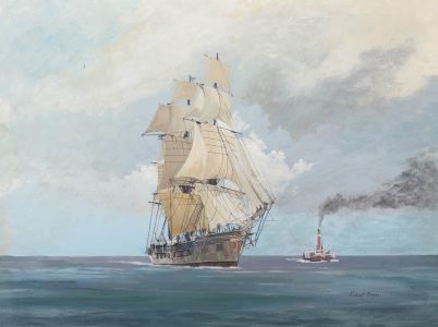Robert Bryan - Contemporary Oil, Frigate under Full-Sail