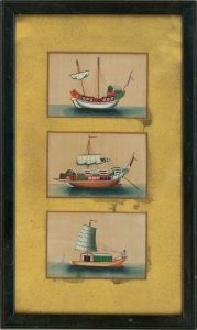 Late 19th Century Gouache - Japanese Boats