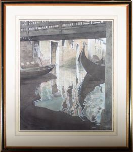 H. S. - 20th Century Watercolour, Venetian Back Waters