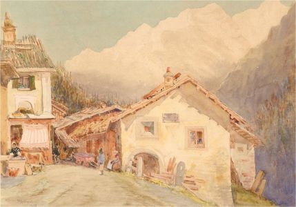 Hubert James Medlycott (1841-1920) - 1908 Watercolour, Mountain Village