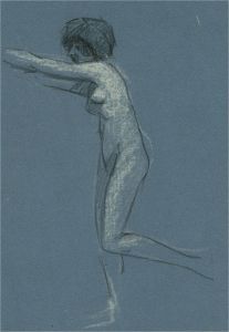 William Monk RE (1863-1937) - Early 20th Century Chalk Drawing, Nude Running