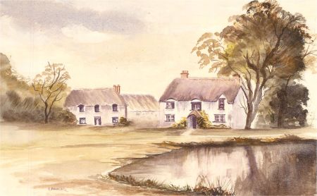 E. Fowler - Contemporary Watercolour, White Cottages