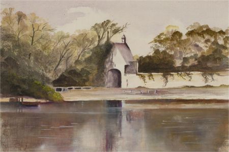 E. Fowler - Contemporary Watercolour, Gatehouse by the River
