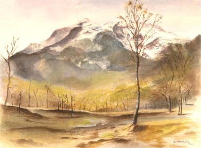 E. Fowler - Contemporary Watercolour, Autumn in the Mountains