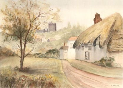 E. Fowler - Contemporary Watercolour, Village Street