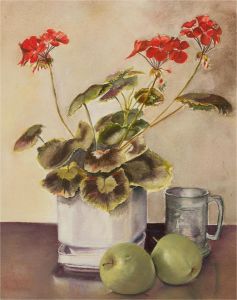 E. Fowler - Contemporary Watercolour, Apples and Flowers