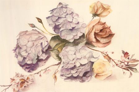E. Fowler - Contemporary Watercolour, Roses and Hydrangeas