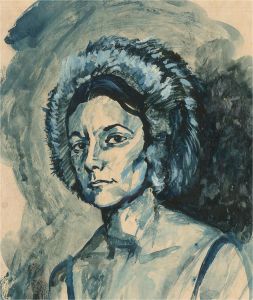 Terry Shelbourne (1930-2020) - Contemporary Gouache, The Lady in Blue