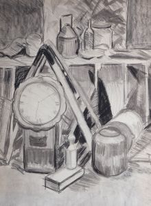 Simon Cesarani - Mid 20th Century Charcoal Drawing, Workshop Still Life