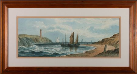 A. Harrison - 1896 Watercolour, Lighthouse Cove