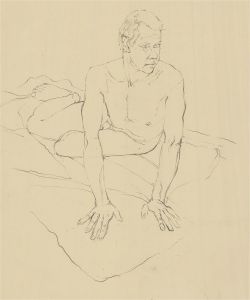 Lewis Davis (1910-1979) - Mid 20th Century Graphite Drawing, Male Nude on Bed