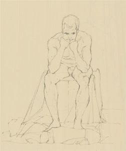 Lewis Davis (1910-1979) - Mid 20th Century Graphite Drawing, Seated Male Nude