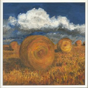 Contemporary Oil - Round Bales of Hay