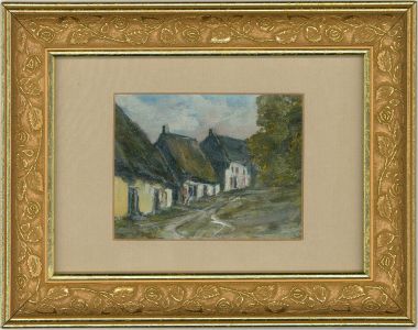 S. Wood - 20th Century Oil, Thatched Hamlet