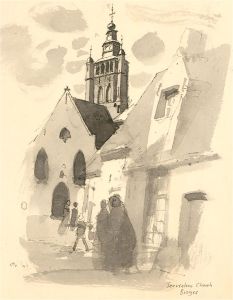 John Sergeant (1937-2010) - Contemporary Watercolour, Jerusalem Church, Bruges