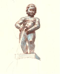 John Sergeant (1937-2010) - Contemporary Pen and Ink Drawing, Manneken Pis