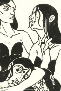Isabelle Mulvany - Limited Run Contemporary Linoprint, The Girls
