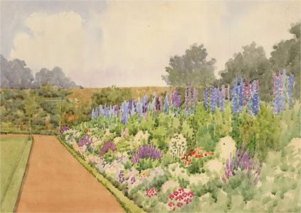Raymond Turner Barker (1872-1945) - 1927 Watercolour, Herbaceous Border