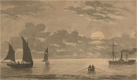 Late 19th Century Watercolour - Moonlit Sails