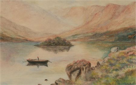 Early 20th Century Watercolour - Rowing to the Island