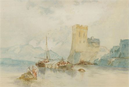 Late 19th Century Watercolour - Lakeside Tower