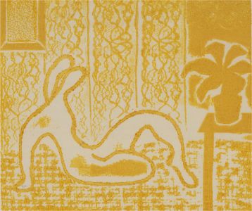 Joyce Moore - Contemporary Collagraph, Leaning Nude I