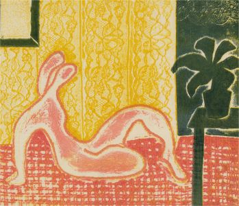 Joyce Moore - Contemporary Collagraph, Leaning Nude II